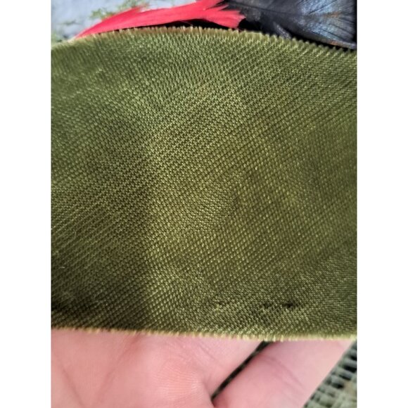 Vintage Pillbox Hat Green Pheasant Feather Multicolor Netting Retro Womens OS - Picture 7 of 11